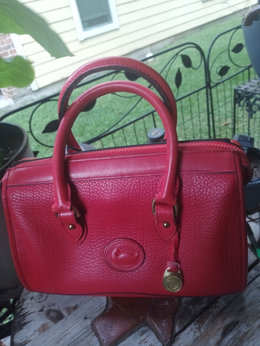 Vintage Dooney & Bourke Burnt Orange Pebble Leather Satchel
